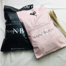 Load image into Gallery viewer, custom rose gold logo print peach shipping clothing poly mailer bag