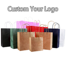 Load image into Gallery viewer, Custom Printed Brown Kraft Shopping Paper Bag With Handles