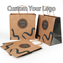 Load image into Gallery viewer, Custom Printed Brown Kraft Shopping Paper Bag With Handles