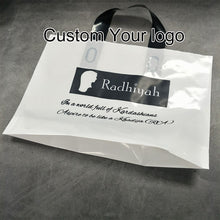 Load image into Gallery viewer, Custom Biodegradable PE Plastic Shopping Bag With Handle, Retail Grocery Shopping Plastic Carry Bag With Own Logo