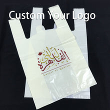 Load image into Gallery viewer, Cornstarch biodegradable t shirt carry custom eco friendly shopping