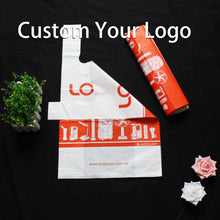 Load image into Gallery viewer, Cornstarch biodegradable t shirt carry custom eco friendly shopping