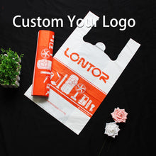 Load image into Gallery viewer, Cornstarch biodegradable t shirt carry custom eco friendly shopping