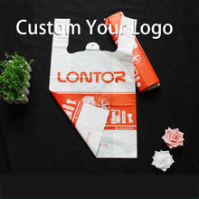 Load image into Gallery viewer, Cornstarch biodegradable t shirt carry custom eco friendly shopping