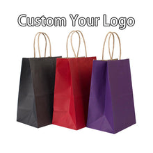 Load image into Gallery viewer, Custom packaging recycle brown fraft twisted flat handle bag