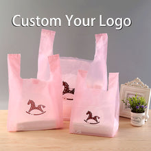 Load image into Gallery viewer, Custom printed degradable material plastic T-Shirt bag