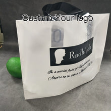 Load image into Gallery viewer, Custom Biodegradable PE Plastic Shopping Bag With Handle, Retail Grocery Shopping Plastic Carry Bag With Own Logo