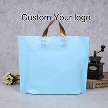 Load image into Gallery viewer, Hot sale reusable custom logo printed pink plastic shopping bag with soft loop handle