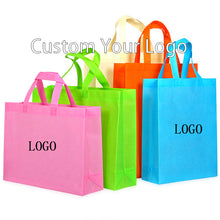 Load image into Gallery viewer, Eco Custom Logo Printed Reusable Non Woven Fabric Carry Tote Grocery Shopping Bags