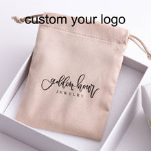 Load image into Gallery viewer, Custom Logo Printed Coffee Gift Pouch Velvet Suede Drawstring Bag Jewelry Pouch
