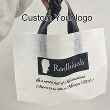 Load image into Gallery viewer, Custom Biodegradable PE Plastic Shopping Bag With Handle, Retail Grocery Shopping Plastic Carry Bag With Own Logo