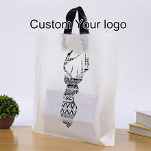 Load image into Gallery viewer, Hot sale reusable custom logo printed pink plastic shopping bag with soft loop handle