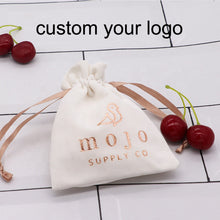 Load image into Gallery viewer, custom logo gift pouch drawstring velvet flannel Jewelry Pouch bag