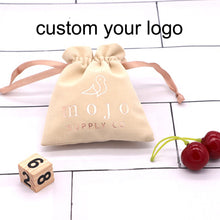 Load image into Gallery viewer, custom logo gift pouch drawstring velvet flannel Jewelry Pouch bag