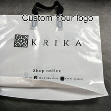 Load image into Gallery viewer, Custom Biodegradable PE Plastic Shopping Bag With Handle, Retail Grocery Shopping Plastic Carry Bag With Own Logo
