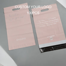 Load image into Gallery viewer, custom rose gold logo print peach shipping clothing poly mailer bag