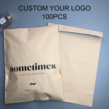 Load image into Gallery viewer, Biodegradable custom logo Beige mail package clothes transport bag