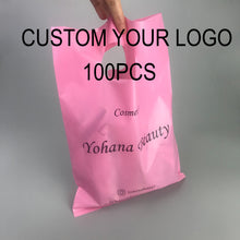 Load image into Gallery viewer, Custom seize LDPE die cut handle plastic retail shopping bags