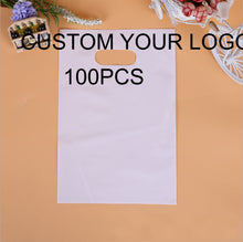 Load image into Gallery viewer, Custom seize LDPE die cut handle plastic retail shopping bags