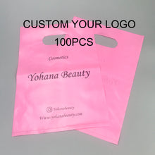 Load image into Gallery viewer, Colorful Custom Printed Logo LDPE Cut Handle Plastic Shopping Tote Bag