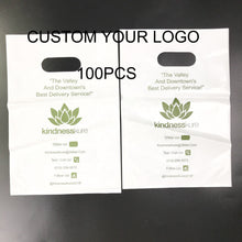 Load image into Gallery viewer, Custom seize LDPE die cut handle plastic retail shopping bags