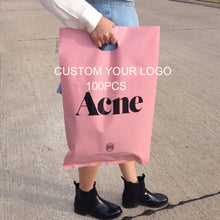Load image into Gallery viewer, Colorful Custom Printed Logo LDPE Cut Handle Plastic Shopping Tote Bag