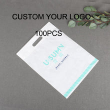 Load image into Gallery viewer, Custom Print Logo Design LDPE/HDPE handle plasticdie cut shopping bag