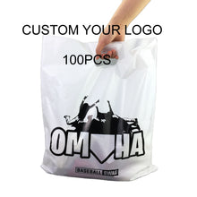 Load image into Gallery viewer, Custom seize LDPE die cut handle plastic retail shopping bags