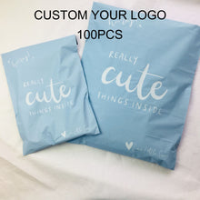 Load image into Gallery viewer, biodegradable custom blue waterproof plastic shipping bag mailing bag