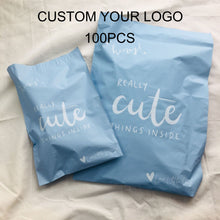 Load image into Gallery viewer, biodegradable custom blue waterproof plastic shipping bag mailing bag