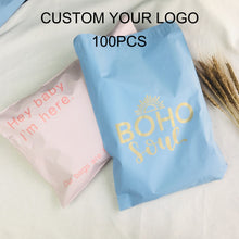Load image into Gallery viewer, biodegradable custom blue waterproof plastic shipping bag mailing bag