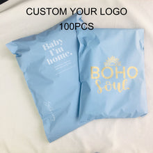 Load image into Gallery viewer, biodegradable custom blue waterproof plastic shipping bag mailing bag