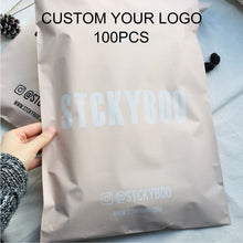 Load image into Gallery viewer, Biodegradable custom logo Beige mail package clothes transport bag
