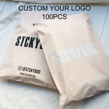 Load image into Gallery viewer, Biodegradable custom logo Beige mail package clothes transport bag