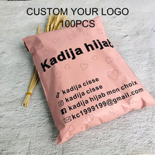 Load image into Gallery viewer, eco friendly pink poly mailer couriercosmetics eyecourier bag envelope