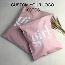 Load image into Gallery viewer, eco friendly pink poly mailer couriercosmetics eyecourier bag envelope