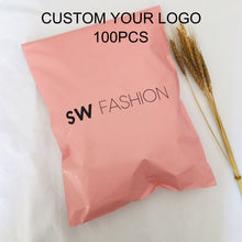 Load image into Gallery viewer, eco friendly pink poly mailer couriercosmetics eyecourier bag envelope