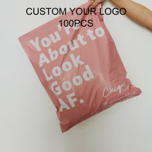Load image into Gallery viewer, eco friendly pink poly mailer couriercosmetics eyecourier bag envelope