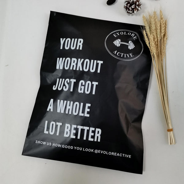 Low MOQ biodegradable matte black mailing bag with custom logo