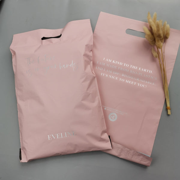 Low MOQ pink mailing bag custom logo, is it pretty?