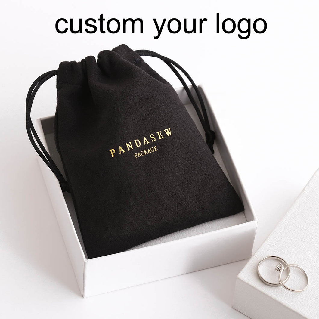 Wedding Jewellery Pouch Velvet Drawstring black Bag With Logo Printing