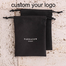 Load image into Gallery viewer, Wedding Jewellery Pouch Velvet Drawstring black Bag With Logo Printing

