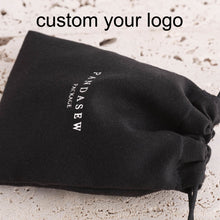 Load image into Gallery viewer, Wedding Jewellery Pouch Velvet Drawstring black Bag With Logo Printing
