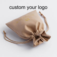 Load image into Gallery viewer, custom logo gift pouch drawstring velvet flannel Jewelry Pouch bag
