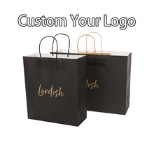 Load image into Gallery viewer, Custom packaging recycle brown fraft twisted flat handle bag

