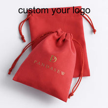 Load image into Gallery viewer, Custom velvet Small Velvet Drawstring Bag Wine Red velvet Bag
