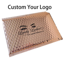 Load image into Gallery viewer, Metallic Foil Rose Gold Custom Logo Padded Bubble Envelope Mailing Bag
