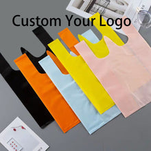 Load image into Gallery viewer, Custom printed degradable material plastic T-Shirt bag
