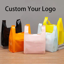 Load image into Gallery viewer, Custom printed degradable material plastic T-Shirt bag
