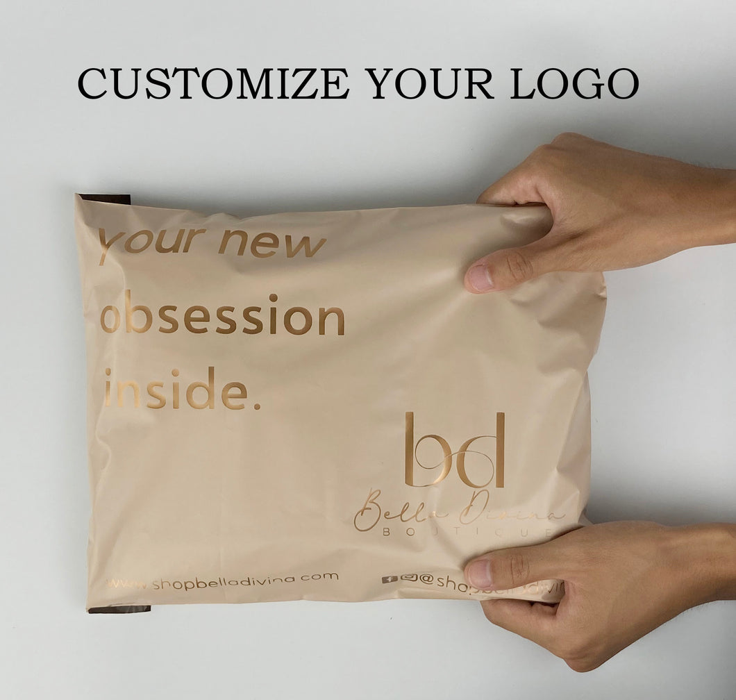 100pcs Customize Your LOGO Rose Gold Poly Mailing Bag Biodegradable Shipping Bags, Courier Bags,Mailer Bag